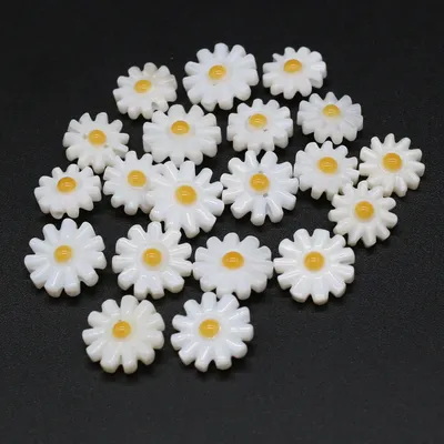 10pc 10/12mm Natural Daisy Sunflower Cut Mother of Pearl Shell Beads for DIY Jewelry Making Crafts Bracelet Necklace Accessories