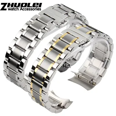 Curved end stainless steel watchband bracelet watch straps 16mm 17mm 18mm 19mm 20mm 21mm 22mm 23mm