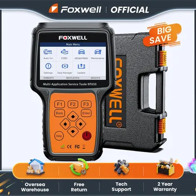 FOXWELL NT650 Elite OBD2 Automotive Scanner SAS A/F OIL EPB BRT TPS 26+ Reset Professional Auto Car