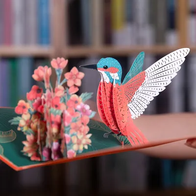 3D Pop Up Hummingbird Birthday Card with Envelope Animal Greeting Cards Handmade Gift Mothers Day
