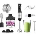 Yumystori Stainless Steel Hand blender Set,7 in 1 Stick Blender 800W,20 Speed Immersion Blender with Ice Crush,Beaker,Chopper,Whisk,Frother,Blenders for Kitchen,Baby Food,Soup,Smoothie,Food Processor