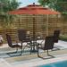 5/6piece Patio Dining Set, 4 C-Spring Rattan Chairs and 1 Metal Table with Umbrella Hole