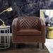 Accent Barrel Chair Living Room PU Leather Chair Home Furniture Sofa with Inlaid Rivet Decoration and Solid Wood Legs