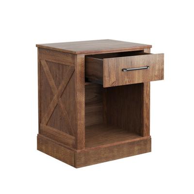 Costway Compact Nightstand with Drawer and Shelf-Brown