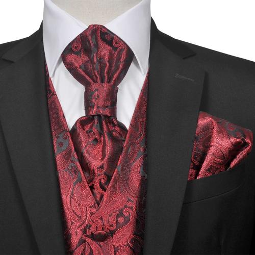 vidaXL Hochzeitswesten-Set Herren Paisley Größe 52 Burgunderrot