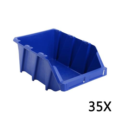 vidaXL Stapelbare Lagerboxen 35 Stk. 218 x 360 x 156 mm Blau