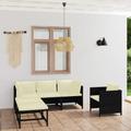 vidaXL 6-tlg. Garten-Lounge-Set mit Kissen Poly Rattan Schwarz