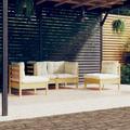 vidaXL 4-tlg. Garten-Lounge-Set mit Creme Kissen Massivholz Kiefer