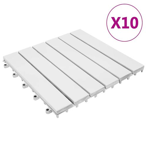 vidaXL Terrassenfliesen 10 Stk. Weiß 30×30 cm Massivholz Akazie