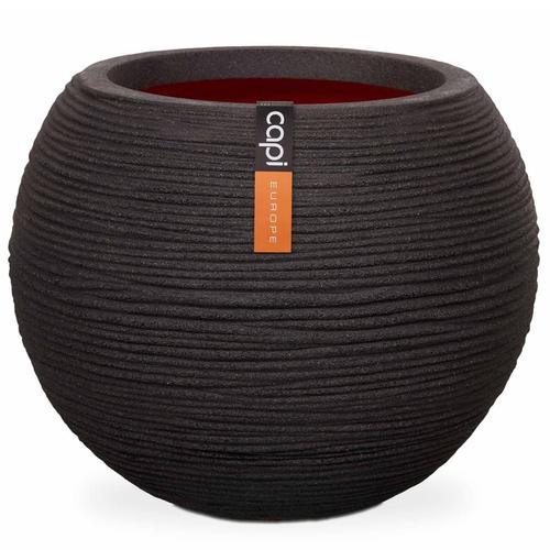 Capi Blumentopf Nature Rib Kugel 40 x 32 cm Schwarz KBLR270