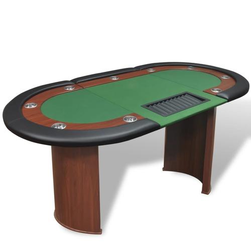 """vidaXL Pokertisch für 10 Spieler mit Dealerbereich und Chipablage Grün"""