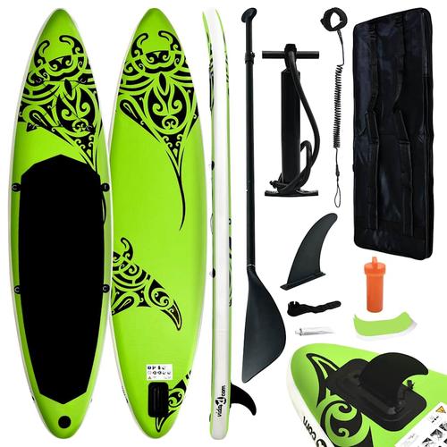 vidaXL Aufblasbares Stand Up Paddle Board Set 366x76x15 cm Grün