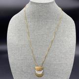 J. Crew Jewelry | J. Crew Pave & Gold Half Disc Pendant Necklace | Color: Gold/Silver | Size: Os