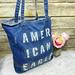 American Eagle Outfitters Bags | American Eagle Outfitters Distressed Denim Jean Purse Shoulder Bag Tote Shopper | Color: Blue | Size: 15.5" H X 13" L X 4" W 12" Strap Drop