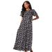 Plus Size Women's Long Floral Print Cotton Gown by Dreams & Co. in Black Bouquet (Size 5X) Pajamas