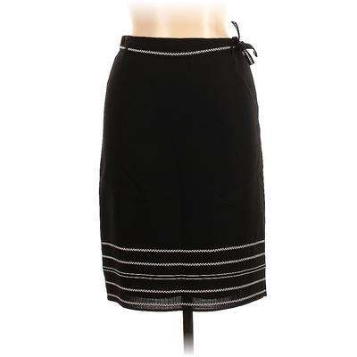 Ann Taylor LOFT Wool Skirt: Black Stripes Bottoms - Size 12 Petite