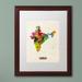 Ivy Bronx 'India Map' Framed Graphic Art Canvas, Wood in Green/Red/Yellow | 14 H x 11 W x 0.5 D in | Wayfair 32656EEE6B7B49C2AB2E6873F8095E08