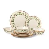 Lenox Holiday 12-Piece Plate & Bowl Set Porcelain/Ceramic in Green/Red/White | Wayfair 893172