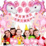 MMTX 41 Piece Unicorn Birthday Decoration Kit, Latex in Pink/Gray | 7 W x 7 D in | Wayfair WFZLNQ0061