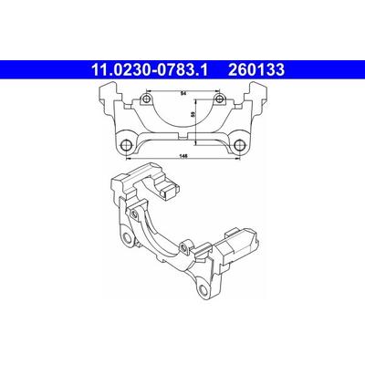 ATE Halter, Bremssattel vorne rechts links für VAG 3C0615125 11.0230-0783.1