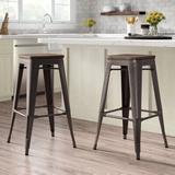 Steelside™ Christie Counter & Bar Stool Metal in Brown | 30.25 H x 17.75 W x 17.75 D in | Wayfair CC69DCC1720942168BF9673679BF0B5B