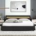 Orren Ellis Lighted Headboard Platform Bed Upholstered/Faux leather in Black | 34.25 H x 64.17 W x 88.97 D in | Wayfair