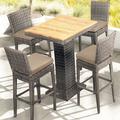 Latitude Run® Marfik 5 Piece Bar Set Wood/Teak in Brown/White | 42.75 H x 31.5 W x 31.5 D in | Outdoor Furniture | Wayfair