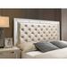 Rosdorf Park Cream Full Bed w/ Crystal Nailhead Trim & Mirrored Accents Wood & /Upholstered/Faux leather in Black | 56 H x 63 W x 88 D in | Wayfair