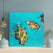 Bayou Breeze Brown & Black Turtle Swimming On Water 1 - 1 Piece Square Graphic Art Print On Wrapped Canvas in Green/Yellow | Wayfair