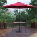 Steelside™ Norbury Black Steel Framed 35" Square Faux Teak Patio Table-Tan 9FT Patio Umbrella-Base Plastic in Red | 35.25 W x 35.25 D in | Wayfair