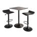 3-Pc Square Pub Table and Adjustable Swivel Stools, Black - 15.1"W x 15.1"D x 22.6" to 33.3"H