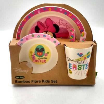 Disney Other | Disney 5 Piece Set Bamboo Fibre Kids Set.. Hello Easter!!! | Color: Pink/Yellow | Size: Osbb