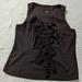 Nine West Tops | Nine West Black Ruffle Sleeveless Top With Gemstones On Neck Line Sz 12 | Color: Black | Size: 12