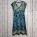 Athleta Dresses | Athleta Nectar Tattoo Surplice Faux Wrap Dress | Color: Blue/Black | Size: Lt