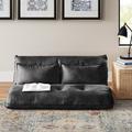 Three Posts™ Teen Nevaeh 45.6" Armless Sofa Faux Leather/Polyester in Black | 4.3 H x 43.3 W x 90.5 D in | Wayfair 63DB882A07CC4E35AB0949E7AB102449