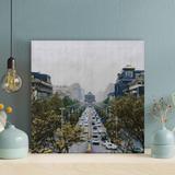 Latitude Run® Cars Parked On Parking Lot Near High Rise Buildings During Daytime - Wrapped Canvas Painting Canvas in Green/White | Wayfair