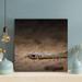 Latitude Run® Brown & Black Snake On Brown Sand 2 - Wrapped Canvas Painting Canvas in Black/Brown | 12 H x 12 W x 2 D in | Wayfair