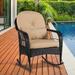 Red Barrel Studio® Outdoor Rocking Chair w/ Cushions in Black/Brown | 37 H x 26.7 W x 27.8 D in | Wayfair 93F1402FBD894CF297AA7174D77ACE82