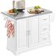 Sobuy - FKW41-ST Desserte sur roulettes Meuble de Cuisine de Service Roulant en Bois - Plans de