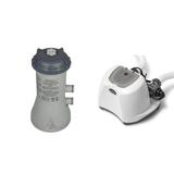 Intex Krystal Clear 1000 GPH Filter Pump & 15000 Gal Saltwater Chlorinator - 8.3