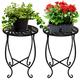 BNGGOGO 15'' Tall Plant Stand for Flower Pot, 10-inch Round Metal Plant Stand Indoor, Decorative Black Flower Pot Stand Plant Table, Rustproof Potted Holder Outdoor Plant Stands for Home Garden 2 Pcs