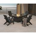 POLYWOOD® Modern 5-Piece Adirondack Chair Conversation Set w/ Fire Pit Outdoor Table Plastic in Brown | Wayfair PWS708-1-SA