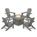 POLYWOOD® Palm Coast 5-Piece Adirondack Chair Conversation Set w/ Fire Pit Outdoor Table Plastic | Wayfair PWS710-1-GY