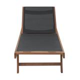 Alaterre Caspian 73" Wide Eucalyptus Wood Outdoor Lounge Chair w/ Mesh Seating Wood/ in Black/Brown/White | 12.5 H x 24 W x 73 D in | Wayfair