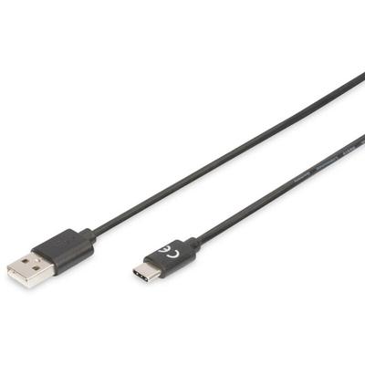 Digitus - USB-Kabel usb 2.0 usb-a Stecker, usb-c® Stecker 1.00 m Schwarz Flexibel, Folienschirm,