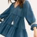 Free People Dresses | Free People Dream Weaver Bohemian Tunic Mini Dress | Color: Blue/White | Size: M