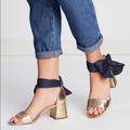 J. Crew Shoes | J Crew| Penny Ankle Strap Metallic W/Scarf Tie | Color: Blue/Gold | Size: 9.5