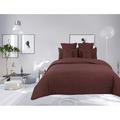 Couvre lit boutis matelassé 7 pièces uni 'piquage Carreaux' Choco - Marron