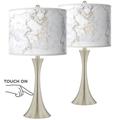 Marble Glow Trish Brushed Nickel Touch Table Lamps Set of 2