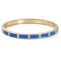 Kate Spade Jewelry | Kate Spade Set In Stone Bangle Bracelet Blue 12k Gold Plate Push Hinge Clasp Nwt | Color: Blue/Gold | Size: Apx. 3/16" Width, 2-1/5" Diameter, 0.8 Oz Weight